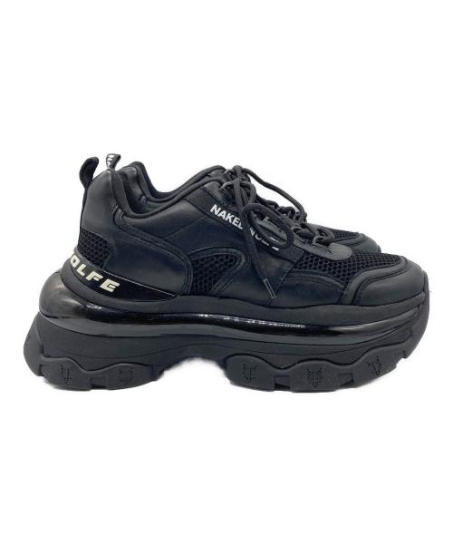 NAKEDOWOLFE（ネイキッドウルフ）NAKEDOWOLFE (ネイキッドウルフ) プラットフォームスニーカー ブラック サイズ:24.5の古着・服飾アイテム