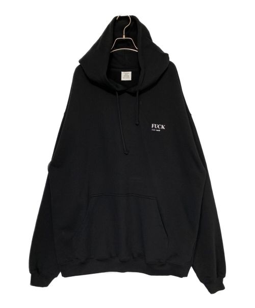 VETEMENTS（ヴェトモン）VETEMENTS (ヴェトモン) プリントフーディ ブラック サイズ:Mの古着・服飾アイテム