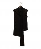 LIMI feuリミフゥ）の古着「ドレープノースリーブカットソー」｜ブラック