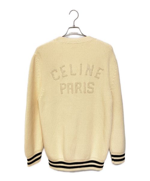 CELINE（セリーヌ）CELINE (セリーヌ) 23AW カレッジウールニットカーディガン アイボリー サイズ:Sの古着・服飾アイテム