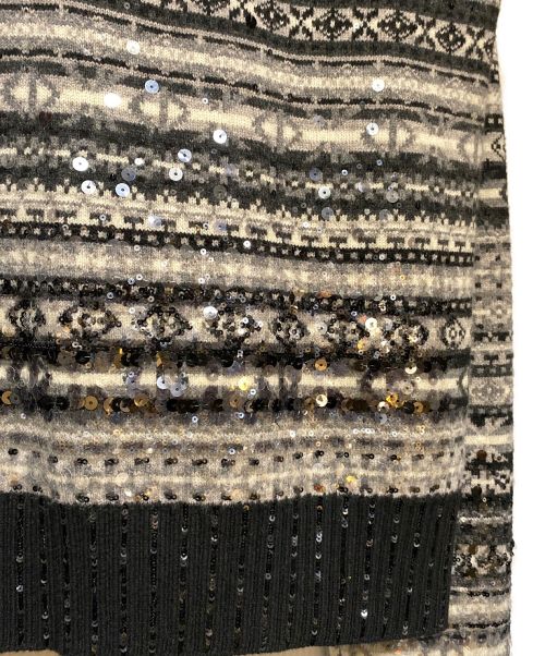 Christian Dior（クリスチャン ディオール）Christian Dior (クリスチャン ディオール) スパンコールニット ブラック×グレー サイズ:Lの古着・服飾アイテム