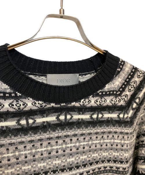 Christian Dior（クリスチャン ディオール）Christian Dior (クリスチャン ディオール) スパンコールニット ブラック×グレー サイズ:Lの古着・服飾アイテム