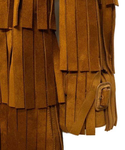 BURBERRY（バーバリー）BURBERRY (バーバリー) フリンジスウェードトレンチコート ブラウン サイズ:38の古着・服飾アイテム