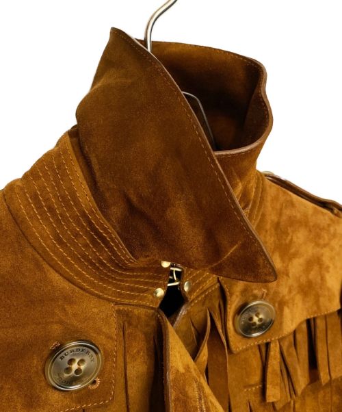 BURBERRY（バーバリー）BURBERRY (バーバリー) フリンジスウェードトレンチコート ブラウン サイズ:38の古着・服飾アイテム