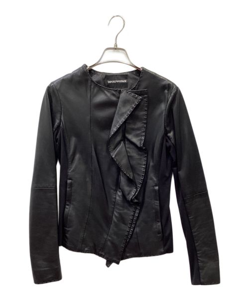 EMPORIO ARMANI（エンポリオ アルマーニ）EMPORIO ARMANI (エンポリオアルマーニ) 切替レザージャケット ブラック サイズ:38の古着・服飾アイテム
