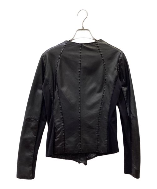 EMPORIO ARMANI（エンポリオ アルマーニ）EMPORIO ARMANI (エンポリオアルマーニ) 切替レザージャケット ブラック サイズ:38の古着・服飾アイテム