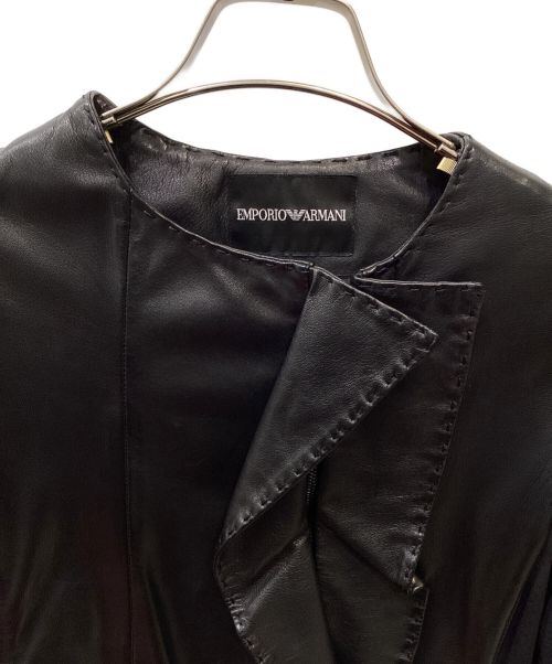 EMPORIO ARMANI（エンポリオ アルマーニ）EMPORIO ARMANI (エンポリオアルマーニ) 切替レザージャケット ブラック サイズ:38の古着・服飾アイテム