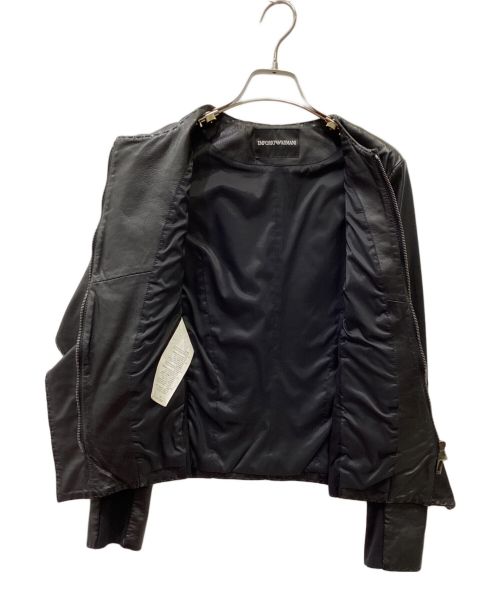 EMPORIO ARMANI（エンポリオ アルマーニ）EMPORIO ARMANI (エンポリオアルマーニ) 切替レザージャケット ブラック サイズ:38の古着・服飾アイテム