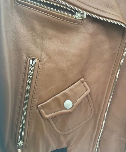 MIU MIU（ミュウミュウ）MIU MIU (ミュウミュウ) バックデザインレザージャケット ブラウン サイズ:36の古着・服飾アイテム