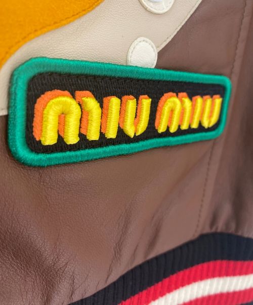 MIU MIU（ミュウミュウ）MIU MIU (ミュウミュウ) バックデザインレザージャケット ブラウン サイズ:36の古着・服飾アイテム