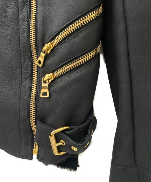 BALMAIN（バルマン）BALMAIN (バルマン) ムートンレザージャケット ブラック サイズ:34の古着・服飾アイテム