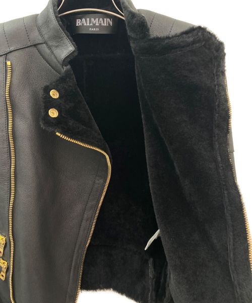 BALMAIN（バルマン）BALMAIN (バルマン) ムートンレザージャケット ブラック サイズ:34の古着・服飾アイテム