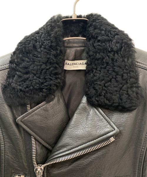 BALENCIAGA（バレンシアガ）BALENCIAGA (バレンシアガ) ファー付きレザージャケット ブラック サイズ:34の古着・服飾アイテム