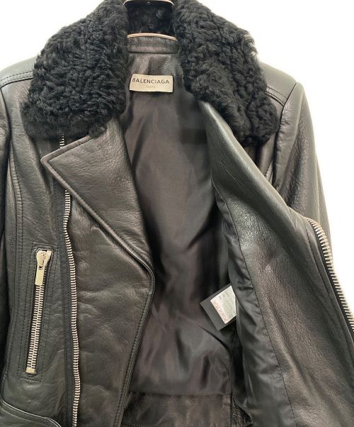 BALENCIAGA（バレンシアガ）BALENCIAGA (バレンシアガ) ファー付きレザージャケット ブラック サイズ:34の古着・服飾アイテム