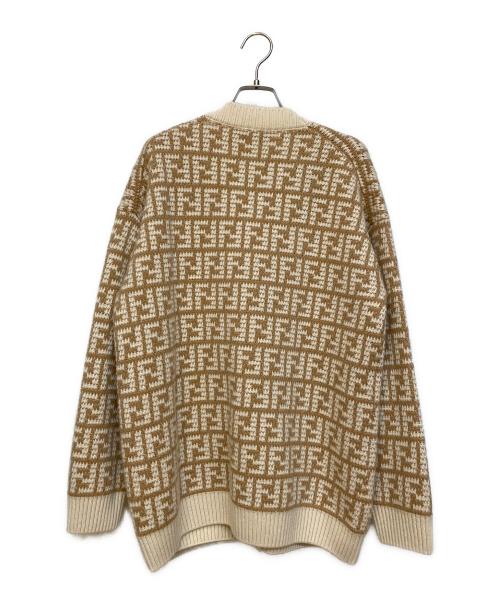 FENDI（フェンディ）FENDI (フェンディ) ズッカ柄クロシェカーディガン ベージュ サイズ:36の古着・服飾アイテム