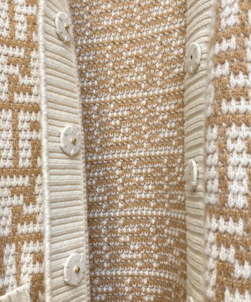 FENDI（フェンディ）FENDI (フェンディ) ズッカ柄クロシェカーディガン ベージュ サイズ:36の古着・服飾アイテム