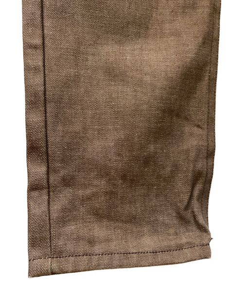 BOTTEGA VENETA（ボッテガベネタ）BOTTEGA VENETA (ボッテガベネタ) レザー切替デニムパンツ レッド×ブラック サイズ:48の古着・服飾アイテム