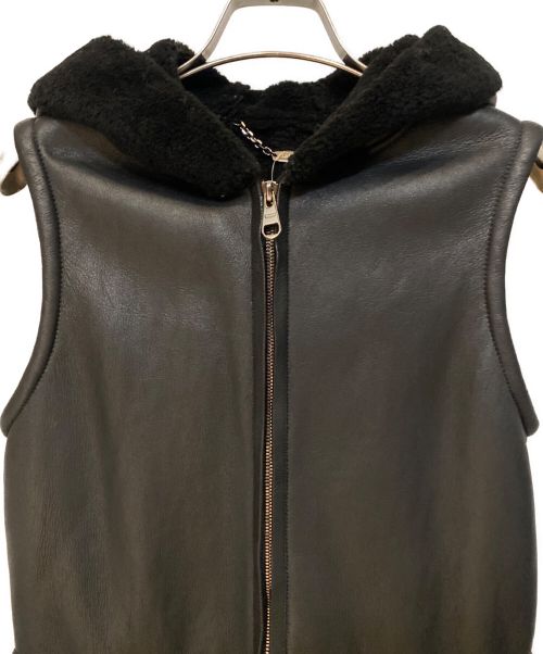 LOEWE（ロエベ）LOEWE (ロエベ) ムートンフーデッドベスト ブラック サイズ:38の古着・服飾アイテム