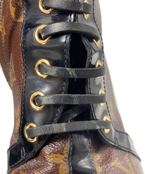 LOUIS VUITTON（ルイ ヴィトン）LOUIS VUITTON (ルイ ヴィトン) スタートレイルライン レースアップヒールブーツ ブラック×ブラウン サイズ:38の古着・服飾アイテム