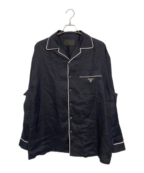 PRADA（プラダ）PRADA (プラダ) 22AW パイピングリネンパジャマシャツ ネイビー サイズ:Mの古着・服飾アイテム