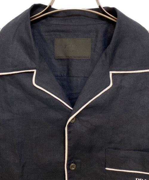 PRADA（プラダ）PRADA (プラダ) 22AW パイピングリネンパジャマシャツ ネイビー サイズ:Mの古着・服飾アイテム