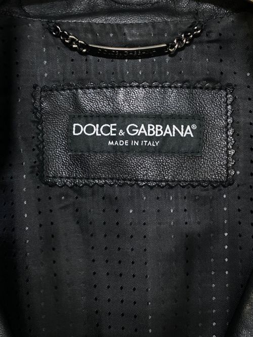 DOLCE & GABBANA（ドルチェ＆ガッバーナ）DOLCE & GABBANA (ドルチェ＆ガッバーナ) シングルレザージャケット ブラック サイズ:44の古着・服飾アイテム