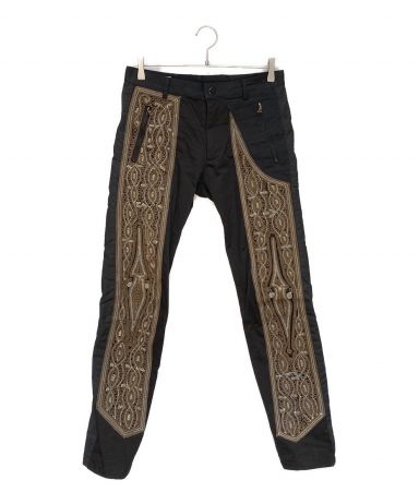 DRIES VAN NOTEN◆2013SS/ボトム/46/コットン/NVY/テーパードパンツ/カモフラ切替/ネイビー/中古/カーキ ドリス ヴァン ノッテン(DRIES VAN NOTEN) 2013年春夏ウィメンズ