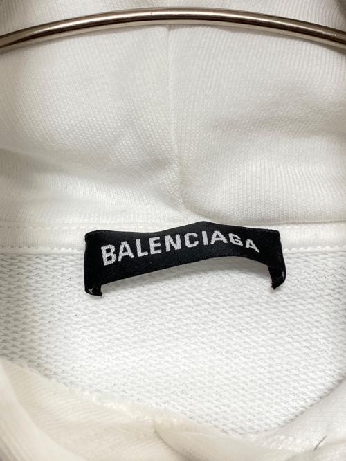 BALENCIAGA（バレンシアガ）BALENCIAGA (バレンシアガ) レインボー ロゴ刺繍 オーバーサイズ プルオーバー パーカー ホワイト サイズ:XSの古着・服飾アイテム
