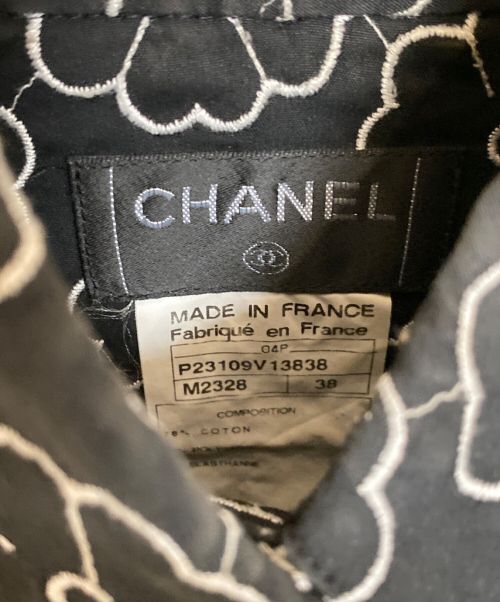 CHANEL（シャネル）CHANEL (シャネル) 花柄 八分袖 ブラウス ブラック サイズ:38の古着・服飾アイテム