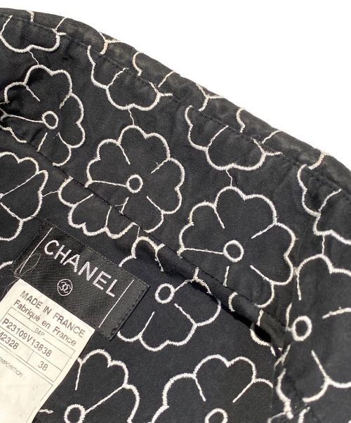 CHANEL（シャネル）CHANEL (シャネル) 花柄 八分袖 ブラウス ブラック サイズ:38の古着・服飾アイテム