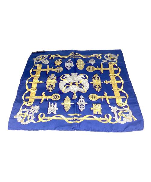 HERMES（エルメス）HERMES (エルメス) カレ45/FERRONNERIE ネイビー×ゴールドの古着・服飾アイテム