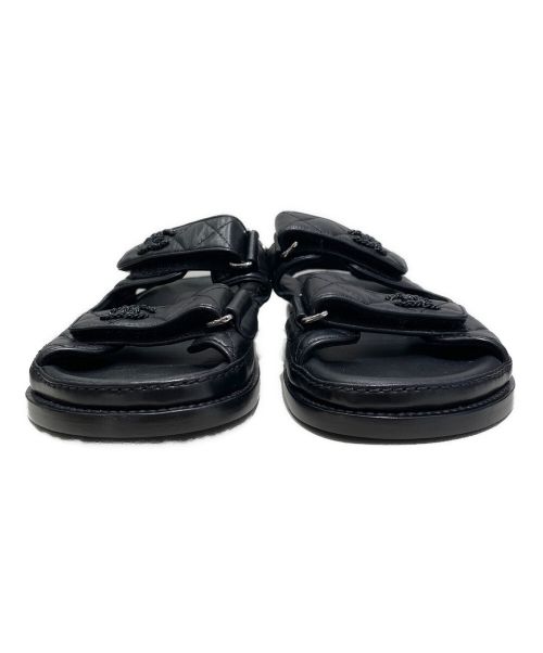 CHANEL（シャネル）CHANEL (シャネル) ラムスキンマトラッセ ベルクロ コンフォートサンダル ブラック サイズ:35 1/2の古着・服飾アイテム