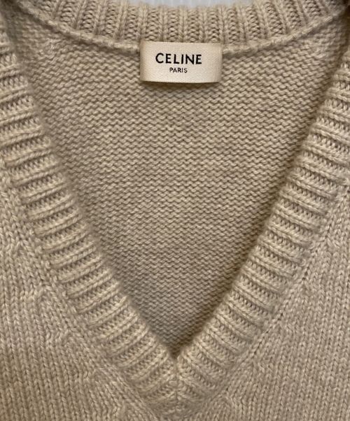 CELINE（セリーヌ）CELINE (セリーヌ) Vネックカシミアニット ベージュ サイズ:XSの古着・服飾アイテム