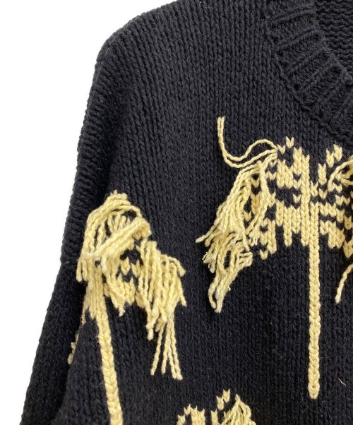 JIL SANDER（ジルサンダー）JIL SANDER (ジルサンダー) 23SS フリンジツリーニット ブラック サイズ:50の古着・服飾アイテム