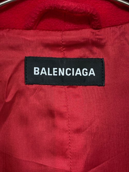 BALENCIAGA（バレンシアガ）BALENCIAGA (バレンシアガ) オーバーサイズフーテッドジップアップコート レッド サイズ:42の古着・服飾アイテム