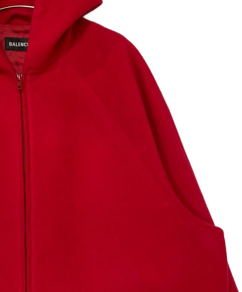BALENCIAGA（バレンシアガ）BALENCIAGA (バレンシアガ) オーバーサイズフーテッドジップアップコート レッド サイズ:42の古着・服飾アイテム