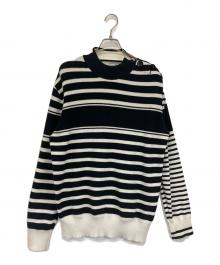 sacai（サカイ）の古着「ストライプニットプルオーバー」｜ブラック
