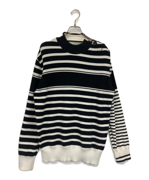 sacai（サカイ）sacai (サカイ) ストライプニットプルオーバー ブラック サイズ:2の古着・服飾アイテム