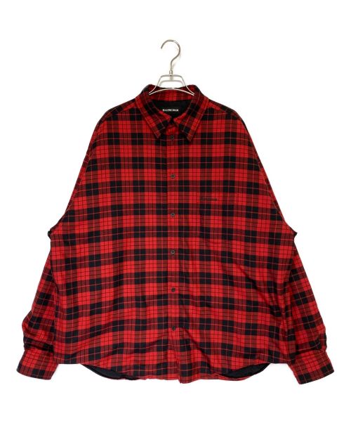 BALENCIAGA（バレンシアガ）BALENCIAGA (バレンシアガ) 中綿シャツジャケット レッド サイズ:40の古着・服飾アイテム