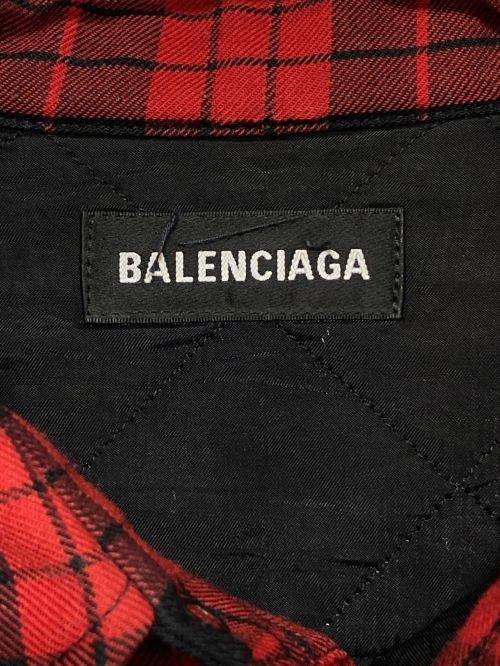 BALENCIAGA（バレンシアガ）BALENCIAGA (バレンシアガ) 中綿シャツジャケット レッド サイズ:40の古着・服飾アイテム