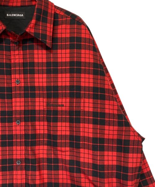 BALENCIAGA（バレンシアガ）BALENCIAGA (バレンシアガ) 中綿シャツジャケット レッド サイズ:40の古着・服飾アイテム