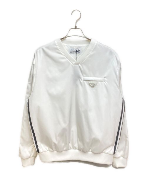 PRADA（プラダ）PRADA (プラダ) adidas (アディダス) トライアングルロコパッチスウェット ホワイト サイズ:Lの古着・服飾アイテム