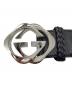 GUCCI (グッチ) GGバックルメッシュレザーベルト ブラック：22000円
