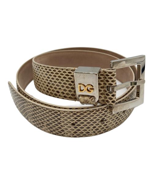 DOLCE & GABBANA（ドルチェ＆ガッバーナ）DOLCE & GABBANA (ドルチェ＆ガッバーナ) ロゴパイソンレザーベルト BE0229 ベージュ サイズ:80cm-32inchの古着・服飾アイテム