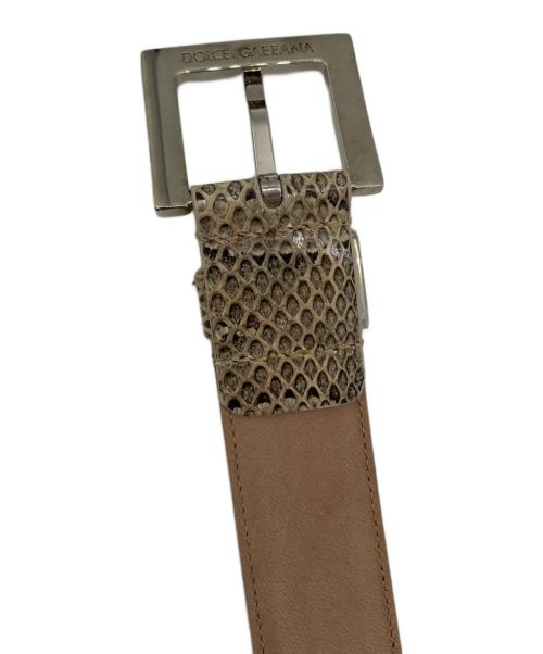 DOLCE & GABBANA（ドルチェ＆ガッバーナ）DOLCE & GABBANA (ドルチェ＆ガッバーナ) パイソンレザーベルト ベージュの古着・服飾アイテム