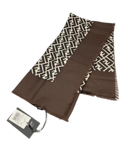 FENDI（フェンディ）FENDI (フェンディ) ズッカ柄シルクスカーフ ブラウン 未使用品の古着・服飾アイテム