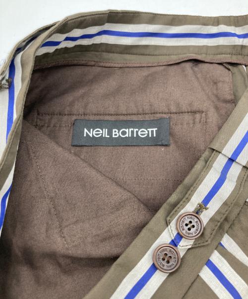 NEIL BARRETT（ニールバレット）NEIL BARRETT (ニールバレット) ストライプショートパンツ ブラウン サイズ:44の古着・服飾アイテム