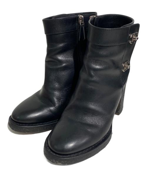CHANEL（シャネル）CHANEL (シャネル) ターンロック ダブココ ヒールブーツ ブラック サイズ:35の古着・服飾アイテム