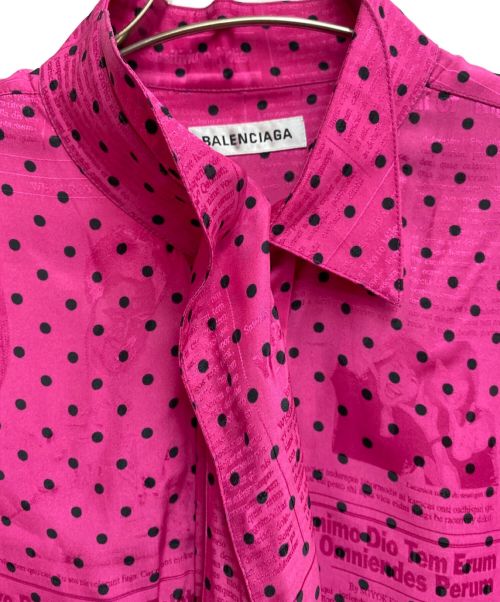 BALENCIAGA（バレンシアガ）BALENCIAGA (バレンシアガ) ドットボウタイブラウス ピンク サイズ:34の古着・服飾アイテム