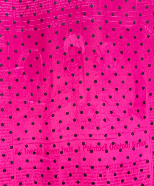 BALENCIAGA（バレンシアガ）BALENCIAGA (バレンシアガ) ドットボウタイブラウス ピンク サイズ:34の古着・服飾アイテム